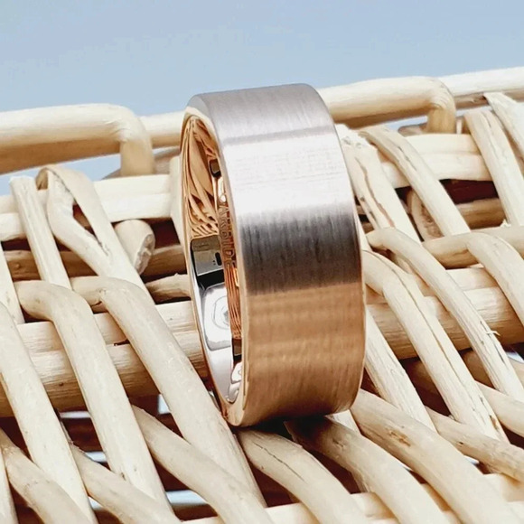 "Brushed Flat Rose Gold Tungsten Wedding Band, GALTUN785 - Picture 5 of 5